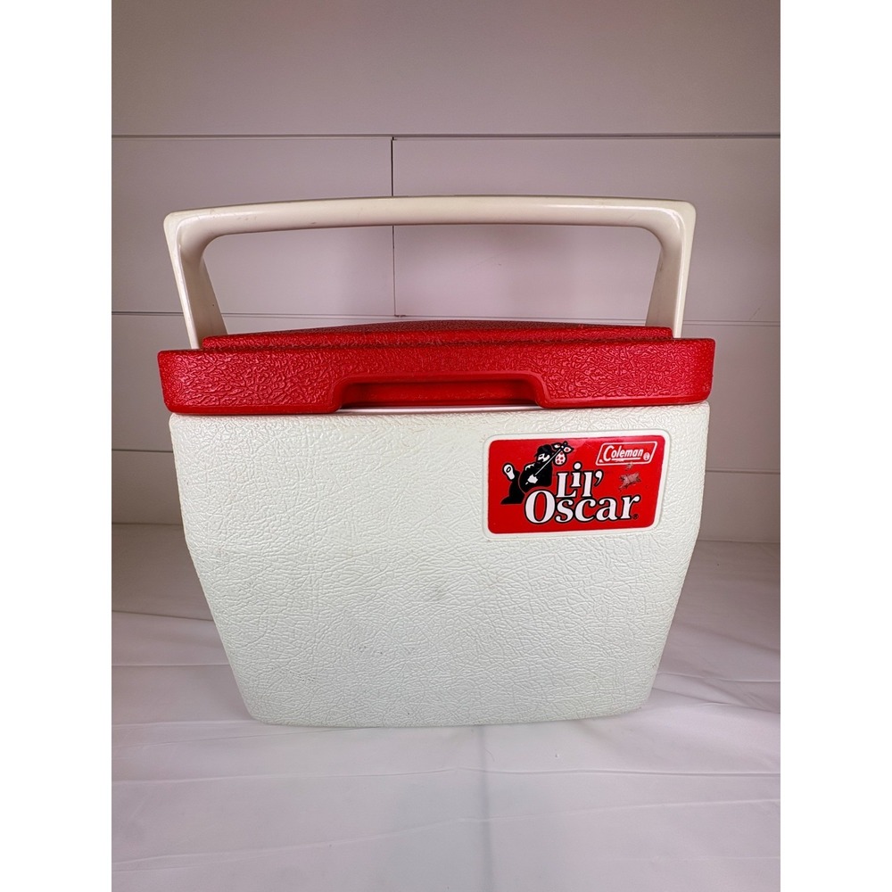 VINTAGE Lil Oscar Coleman Cooler 5272 Red Lid 12" x 9.5" x8.5" RARE COLOR